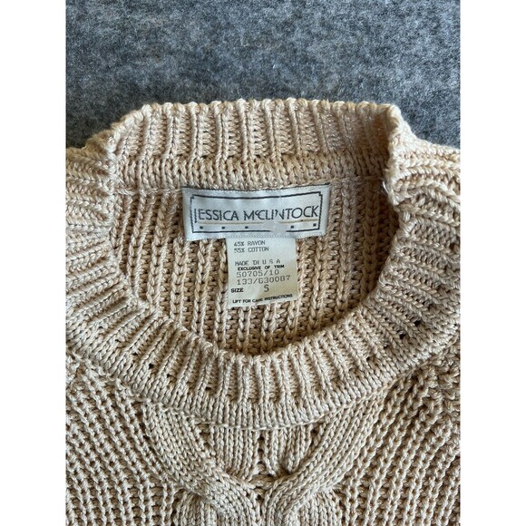 Vintage Cable Knit Sweater Women’s Small Chunky Old Money Fisherman USA Neutral - Picture 3 of 6